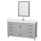 Wyndham Collection - Sheffield 60 Inch Single Bathroom Vanity in Gray, Carrara Cultured Marble Countertop, Undermount Square Sink, Medicine Cabinet