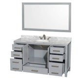 Sheffield 60 Inch Single Bathroom Vanity in Espresso, White Carrara Marble Countertop, Undermount Oval Sink, and 58 Inch Mirror