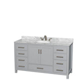 Wyndham Collection - Sheffield 60 Inch Single Bathroom Vanity in Gray, White Carrara Marble Countertop, Undermount Oval Sink, and No Mirror - Gray