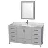 Wyndham Collection - Sheffield 60 Inch Single Bathroom Vanity in Gray, White Carrara Marble Countertop, Undermount Square Sink, and Medicine Cabinet - Gray