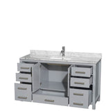 Sheffield 60 Inch Single Bathroom Vanity in Espresso, White Carrara Marble Countertop, Undermount Square Sink, and No Mirror