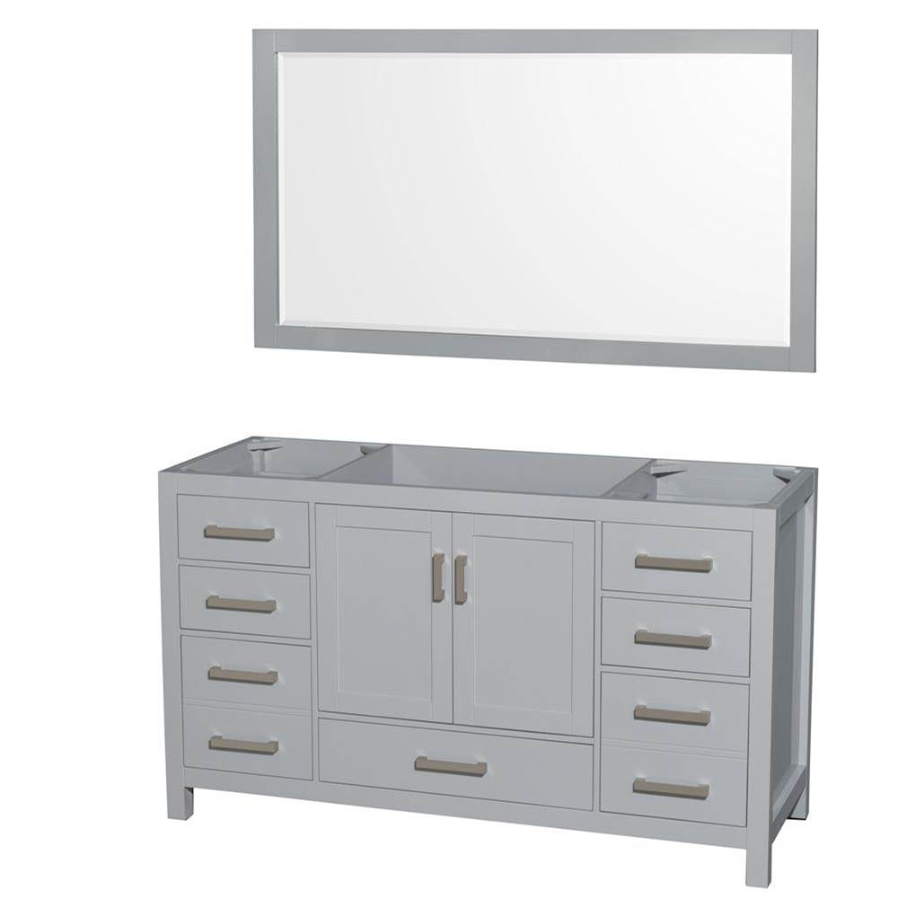 Wyndham Collection - Sheffield 60 Inch Single Bathroom Vanity in Gray, No Countertop, No Sink, and 58 Inch Mirror - Gray