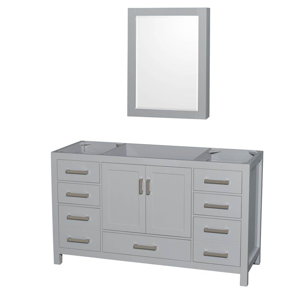 Wyndham Collection - Sheffield 60 Inch Single Bathroom Vanity in Gray, No Countertop, No Sink, and Medicine Cabinet - Gray
