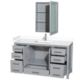 Sheffield 60 Inch Single Bathroom Vanity in Gray, White Cultured Marble Countertop, Undermount Square Sink, Medicine Cabinet