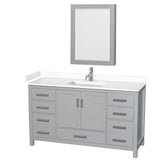 Wyndham Collection - Sheffield 60 Inch Single Bathroom Vanity in Gray, White Cultured Marble Countertop, Undermount Square Sink, Medicine Cabinet