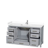 Sheffield 60 Inch Single Bathroom Vanity in Gray, White Cultured Marble Countertop, Undermount Square Sink, No Mirror