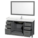 Sheffield 60 Inch Single Bathroom Vanity in Dark Gray, Carrara Cultured Marble Countertop, Undermount Square Sink, 58 Inch Mirror