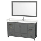 Wyndham Collection - Sheffield 60 Inch Single Bathroom Vanity in Dark Gray, Carrara Cultured Marble Countertop, Undermount Square Sink, 58 Inch Mirror