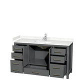 Sheffield 60 Inch Single Bathroom Vanity in Dark Gray, Carrara Cultured Marble Countertop, Undermount Square Sink, No Mirror
