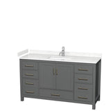 Wyndham Collection - Sheffield 60 Inch Single Bathroom Vanity in Dark Gray, Carrara Cultured Marble Countertop, Undermount Square Sink, No Mirror