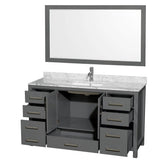 Sheffield 60 Inch Single Bathroom Vanity in Espresso, White Carrara Marble Countertop, Undermount Square Sink, and 58 Inch Mirror