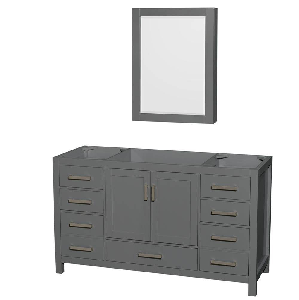 Wyndham Collection - Sheffield 60 Inch Single Bathroom Vanity in Dark Gray, No Countertop, No Sink, and Medicine Cabinet - Dark Gray