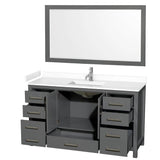 Sheffield 60 Inch Single Bathroom Vanity in Dark Gray, White Cultured Marble Countertop, Undermount Square Sink, 58 Inch Mirror