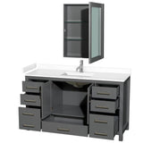 Sheffield 60 Inch Single Bathroom Vanity in Dark Gray, White Cultured Marble Countertop, Undermount Square Sink, Medicine Cabinet
