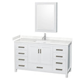 Wyndham Collection - Sheffield 60 Inch Single Bathroom Vanity in White, Carrara Cultured Marble Countertop, Undermount Square Sink, Medicine Cabinet