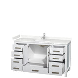 Sheffield 60 Inch Single Bathroom Vanity in White, Carrara Cultured Marble Countertop, Undermount Square Sink, No Mirror