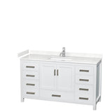 Wyndham Collection - Sheffield 60 Inch Single Bathroom Vanity in White, Carrara Cultured Marble Countertop, Undermount Square Sink, No Mirror