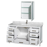 Sheffield 60 Inch Single Bathroom Vanity in Espresso, White Carrara Marble Countertop, Undermount Square Sink, and Medicine Cabinet