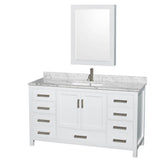 Wyndham Collection - Sheffield 60 Inch Single Bathroom Vanity in White, White Carrara Marble Countertop, Undermount Square Sink, and Medicine Cabinet - White