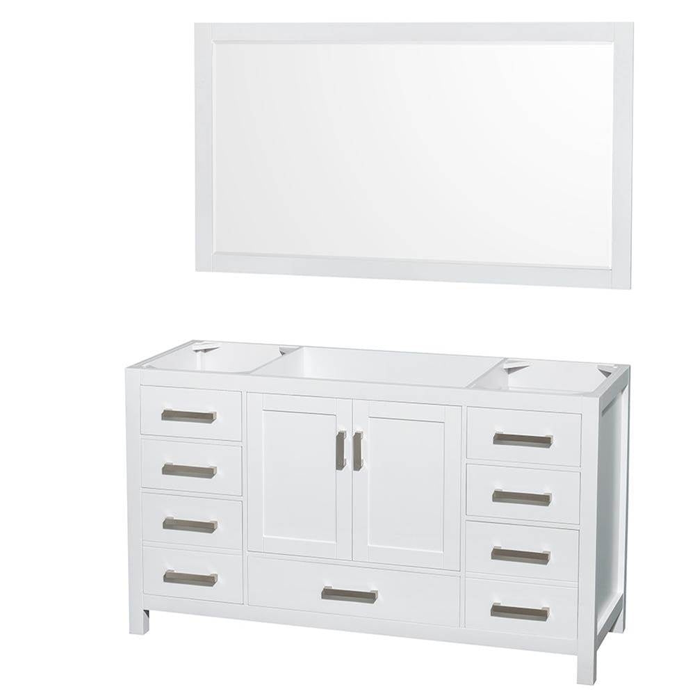 Wyndham Collection - Sheffield 60 Inch Single Bathroom Vanity in White, No Countertop, No Sink, and 58 Inch Mirror - White