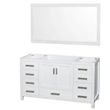 Wyndham Collection - Sheffield 60 Inch Single Bathroom Vanity in White, No Countertop, No Sink, and 58 Inch Mirror - White