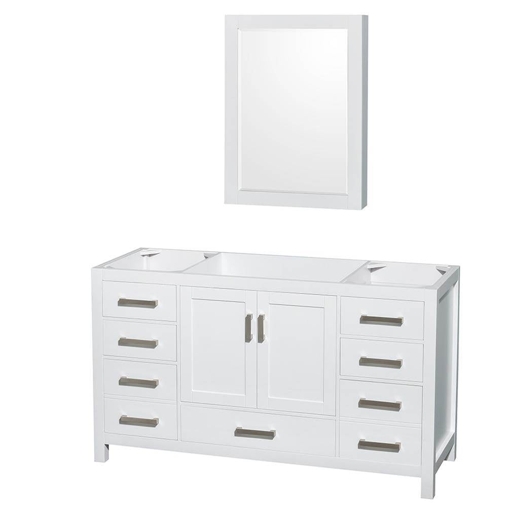 Wyndham Collection - Sheffield 60 Inch Single Bathroom Vanity in White, No Countertop, No Sink, and Medicine Cabinet - White