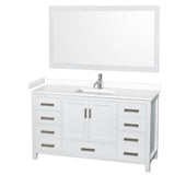 Wyndham Collection - Sheffield 60 Inch Single Bathroom Vanity in White, White Cultured Marble Countertop, Undermount Square Sink, 58 Inch Mirror