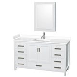 Wyndham Collection - Sheffield 60 Inch Single Bathroom Vanity in White, White Cultured Marble Countertop, Undermount Square Sink, Medicine Cabinet