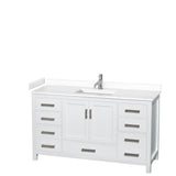 Wyndham Collection - Sheffield 60 Inch Single Bathroom Vanity in White, White Cultured Marble Countertop, Undermount Square Sink, No Mirror