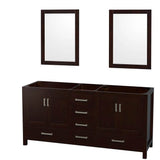 Wyndham Collection - Sheffield 72 Inch Double Bathroom Vanity in Espresso, No Countertop, No Sinks, and 24 Inch Mirrors - Espresso