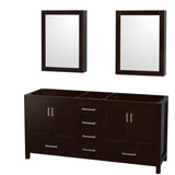 Wyndham Collection - Sheffield 72 Inch Double Bathroom Vanity in Espresso, No Countertop, No Sinks, and Medicine Cabinets - Espresso
