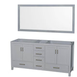 Wyndham Collection - Sheffield 72 Inch Double Bathroom Vanity in Gray, No Countertop, No Sink, and 70 Inch Mirror - Gray