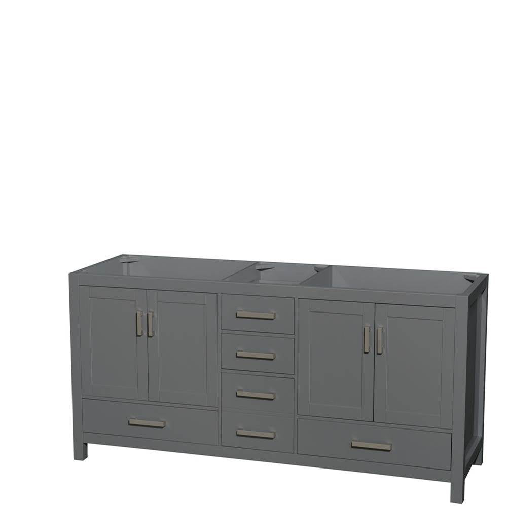 Wyndham Collection - Sheffield 72 Inch Double Bathroom Vanity in Dark Gray, No Countertop, No Sink, and No Mirror - Dark Gray