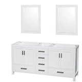 Wyndham Collection - Sheffield 72 Inch Double Bathroom Vanity in White, No Countertop, No Sinks, and 24 Inch Mirrors - White