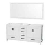 Wyndham Collection - Sheffield 72 Inch Double Bathroom Vanity in White, No Countertop, No Sinks, and 70 Inch Mirror - White