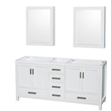 Wyndham Collection - Sheffield 72 Inch Double Bathroom Vanity in White, No Countertop, No Sinks, and Medicine Cabinets - White