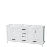 Sheffield 72 Inch Double Bathroom Vanity in Espresso, White Carrara Marble Countertop, Undermount Oval Sinks, and No Mirror