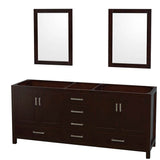 Wyndham Collection - Sheffield 80 Inch Double Bathroom Vanity in Espresso, No Countertop, No Sinks, and 24 Inch Mirrors - Espresso