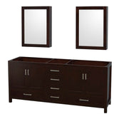 Wyndham Collection - Sheffield 80 Inch Double Bathroom Vanity in Espresso, No Countertop, No Sinks, and Medicine Cabinets - Espresso