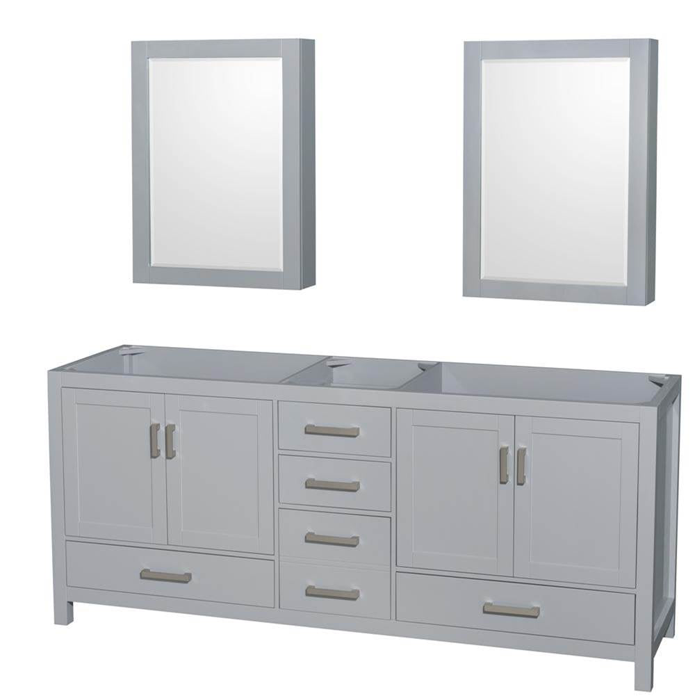 Wyndham Collection - Sheffield 80 Inch Double Bathroom Vanity in Gray, No Countertop, No Sink, and Medicine Cabinets - Gray