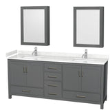 Wyndham Collection - Sheffield 80 Inch Double Bathroom Vanity in Dark Gray, Carrara Cultured Marble Countertop, Undermount Square Sinks, Medicine Cabinets