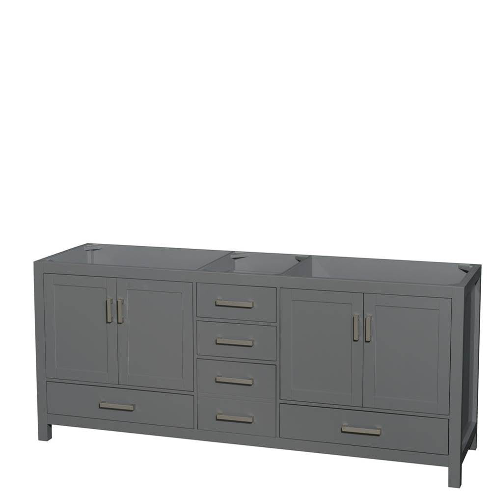 Wyndham Collection - Sheffield 80 Inch Double Bathroom Vanity in Dark Gray, No Countertop, No Sink, and No Mirror - Dark Gray