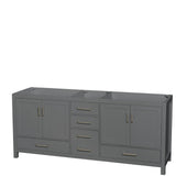 Wyndham Collection - Sheffield 80 Inch Double Bathroom Vanity in Dark Gray, No Countertop, No Sink, and No Mirror - Dark Gray