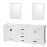 Wyndham Collection - Sheffield 80 Inch Double Bathroom Vanity in White, No Countertop, No Sinks, and 24 Inch Mirrors - White