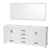 Wyndham Collection - Sheffield 80 Inch Double Bathroom Vanity in White, No Countertop, No Sinks, and 70 Inch Mirror - White