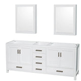Wyndham Collection - Sheffield 80 Inch Double Bathroom Vanity in White, No Countertop, No Sinks, and Medicine Cabinets - White