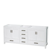 Sheffield 80 Inch Double Bathroom Vanity in Espresso, Ivory Marble Countertop, Undermount Square Sinks, and Medicine Cabinets