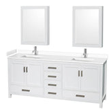 Wyndham Collection - Sheffield 80 Inch Double Bathroom Vanity in White, White Cultured Marble Countertop, Undermount Square Sinks, Medicine Cabinets