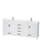 Wyndham Collection - Sheffield 80 Inch Double Bathroom Vanity in White, White Cultured Marble Countertop, Undermount Square Sinks, No Mirror