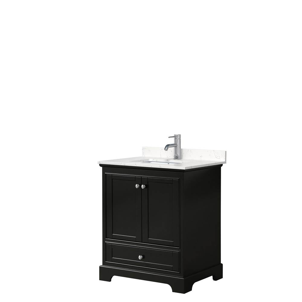 Wyndham Collection - Deborah 30 Inch Single Bathroom Vanity in Dark Espresso, Carrara Cultured Marble Countertop, Undermount Square Sink, No Mirror
